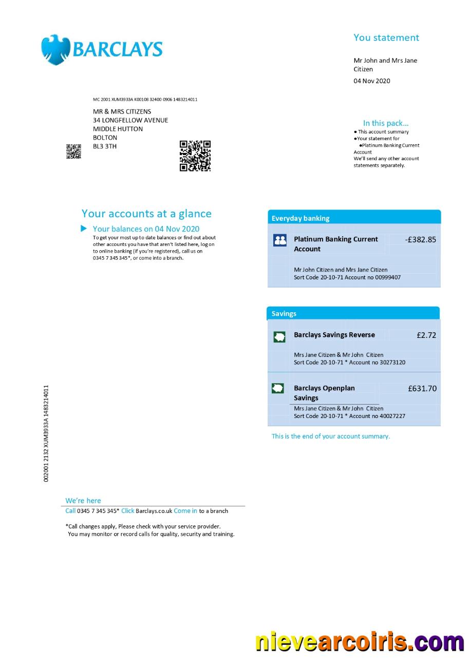 UK Barclays utility bill